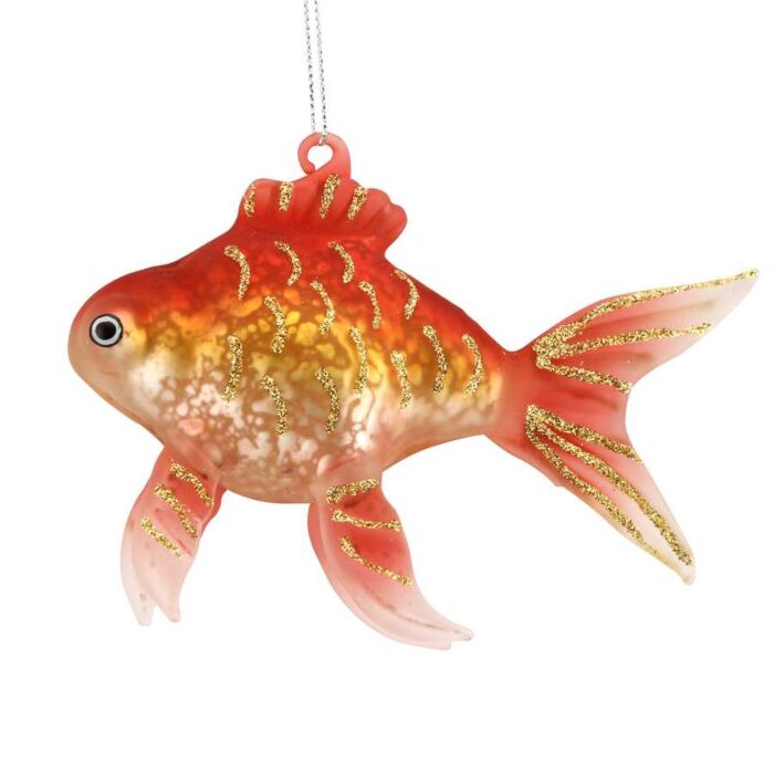 Gisela Graham Orange Glass Goldfish Decoration-2